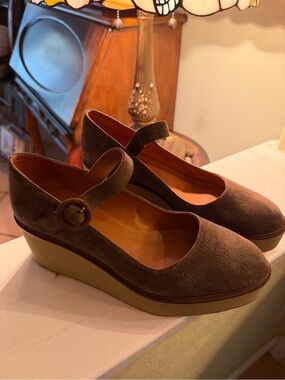 Castaner Brown Suede Mary Jane Platform Wedges